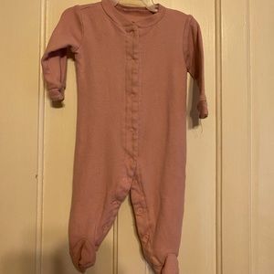 3-6 month Footie plan dark pink button up
